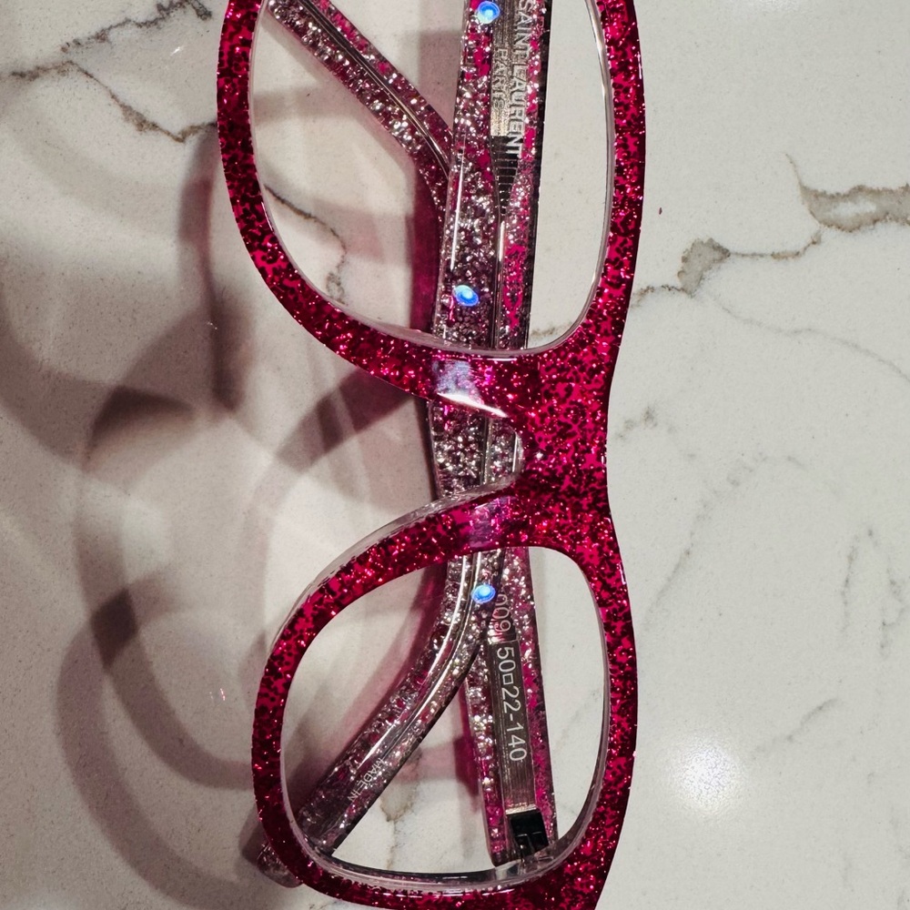 Saint LaurentSparkling hot pink Glitter Glasses